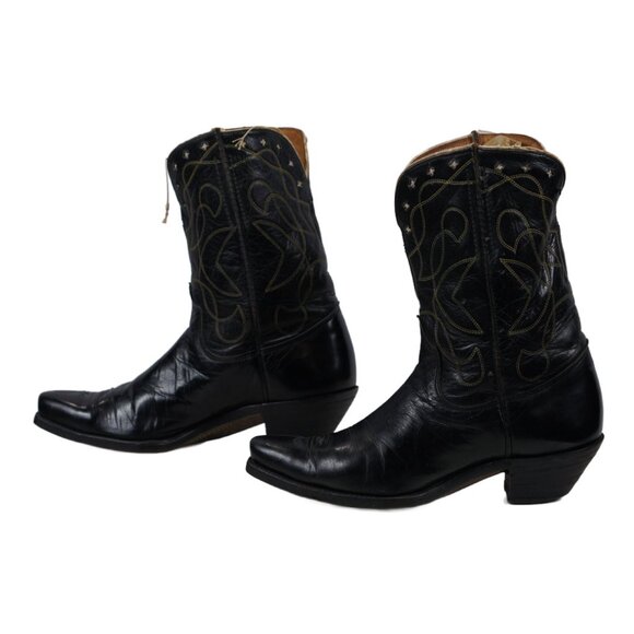 Kirkendall PeeWee Cowboy Western Boots Vintage 40s 50s Black Cutout Stars Mens 9 - Picture 5 of 14